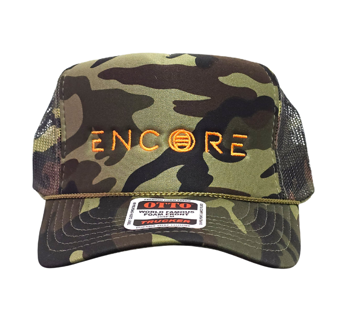 ENCORE Camo Hat | Orange Stitch