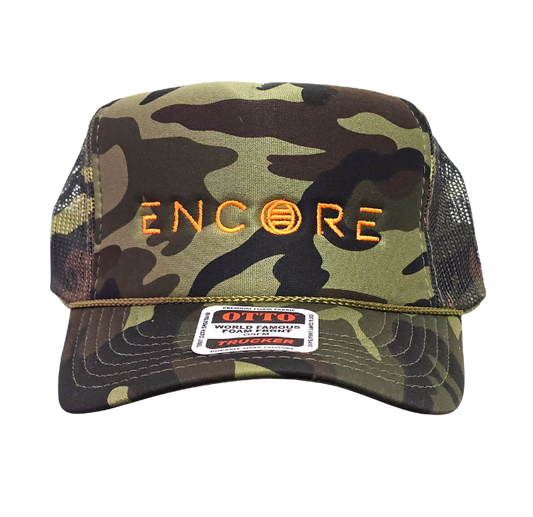 ENCORE Camo Hat | Orange Stitch