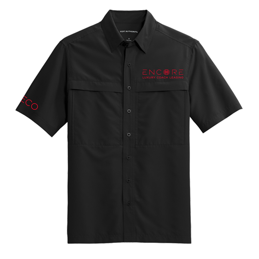 Encore Black Button Up ECO Fishing Shirt- Unisex